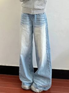 Houzhou y2k vintage baggy jeans kvinna koreanska mode denim byxor harajuku streetwear kpop casual byxor japansk stil vår 240425