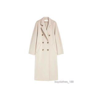 Women's Wool Coat Cashmere Coat Designer Fashion Show Samma kappa klassiska märke Max Mara Double Breasted Coat