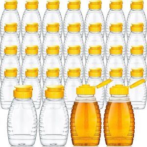 Storage Bottles Plastic With Honey Storing Jar For Bottle Empty 4.6oz Dispensing Clear Squeeze Caps