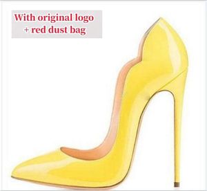 Projektantka Women's High Heels Red B lśniąca podeszwa 8 cm 10 cm 12 cm spiczasty palca palca