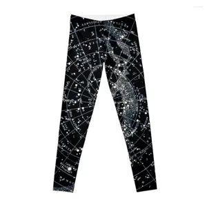 Active Pants STAR CONSTELLATIONS : Vintage 1900 Galaxy Chart Map Leggings Yoga Wear Ladies Legins For Woman