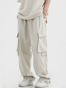 Pants Houzhou Kargo Pantolon Erkekler Hip Hop Beyaz Kargo Pantolonları Erkek Vintage Japon Sokak Giyim