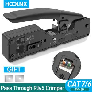 ツールHOOLNX RJ45クリンプツールパスパスRJ45コネクタCAT7 CAT6A CAT6 CAT5 CAT5E 8P 6Pモジュラープラグのネットワーククリンププライヤー