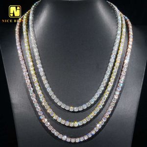 Tania cena 3 mm moissanite łańcuchy tenisowe Hip Hop Masowe naszyjnik 925 Srebrny Diament i Bransoletka Srebrne laboratorium