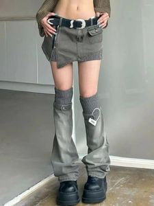 Skirts Patchwork Striped Skirt Design Fashion Women Denim Short Bottoms High Waist Sexy Korean Grey Hiphop Punk Streetwear