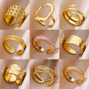 Кольца полосы 316L из нержавеющей стали кольцо женского золотого цвета никогда не выцветает роскошное классическое кольцо свадебная пара