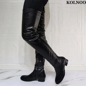 Stivali Kolnoo Real Po Ladies Ladiesche di grandi dimensioni 35-47 Sexy Black Over Knee Evening Club Fashion Inverno Scarpe