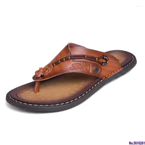 Slippers Flip Flip Shoe Shoe de verão de couro de couro confortável e confortável para homens tamanho 47