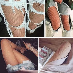 Yaz Fishnet Diamonds Külotlu Köprü Kadın Seksi Moda Parlak Net Shapewear Kadın İnce Örgü Naylon Çorap Taytlar 240424