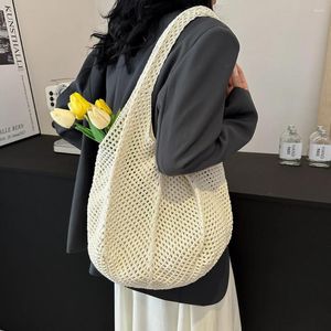 Shoulder Bags Women Crochet Tote Bag Fashion Knitted Large Capacity Hollow Out Simple Shopping Vintage Vacation