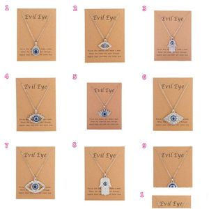 Pendant Necklaces 26 Styles Blue Turkish Evil Eyes Necklace Creative Diamond Devils Eye Sier Chain Jewelry Gift Drop Delivery Pendants Dhs8J