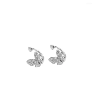 Stud Earrings S925 Sterling Silver Personality Butterfly No Ear Hole Earring Temperament Female Jewelry