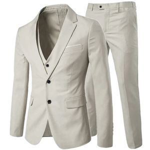 Blazer Vest Pants Business Gentleman 3 Suit Pieces Set Groom Wedding Classic Solid Slim Dress Men High End Jacket Byxor 240422