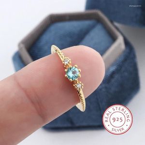 Cluster Rings Classic 925 Silver Plated Ring for Women Stylish Shiny Zircon Jewelry High Quality Anniversary Gift 18K Gold