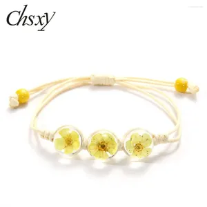 Braccialetti di fascino chsxy fiori secchi estivi a palla di vetro bracciale ciliegia blossoms campione di perline per le donne caduta