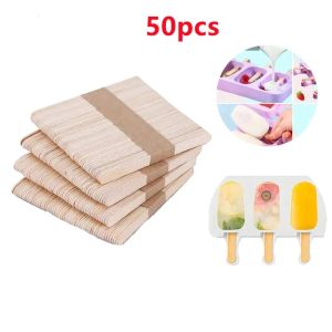 Ferramentas 50pcs Picols Sticks Pure Natural Wood Wood Artesanato de Mão de Artesas de Arte Sticrets Sticks Acessórios de Popsicles