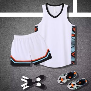 Herren Set White Basketball Trikots Primary Game Team Kurzarm Uniform -Trainingsweste und Shorts 240426