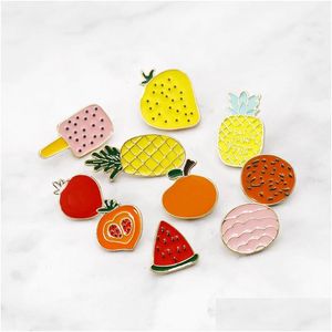 Pins, Brooches Pin For Backpack Crafts Dress Decor Cute Fruit Pineapple Banana Watermelon Women Kids Birthday Gift Fashion Jewelry Wh Dhtrm