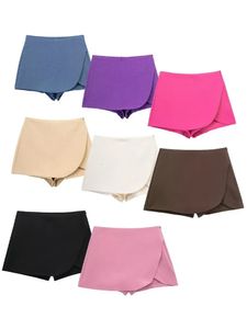 Willshela Women Fashion Solid Side Zipper Skirts Shorts Vintage High Waist Female Chic Lady Shorts 240426
