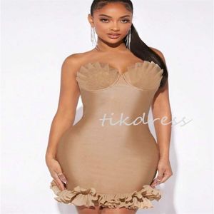 Sexy Champagne Short Evening Dresses 2024 Pleat Sweetheart Aso Ebi Prom Dress Elegant Women Formal Special Occasion Party Dress Chic Homecoming Club Dinner Dance