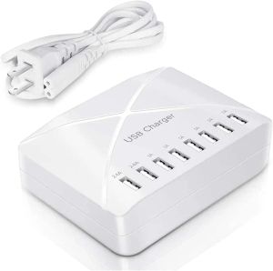 Chargers Ilepo 40W 8 Ports USB Charger 5V/2.4A Multi USB Charging Station Travel Charger för iPhone/iPad/iPod Pro/Air us EU UK AU AU