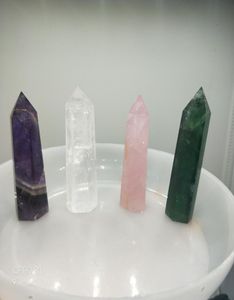 4pcs Crystal Point Natural Dreamy Amethyst Rose Quartz Green Fluorite Obelisk Crystal Wand Point Healing crystal Crafts5011710