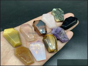 Arts And Crafts Arts Gifts Home Garden Mini Natural Crystal Stone Ornaments Coffin Shape Reiki Healing Chakra Quartz Miner Dhqg53027753