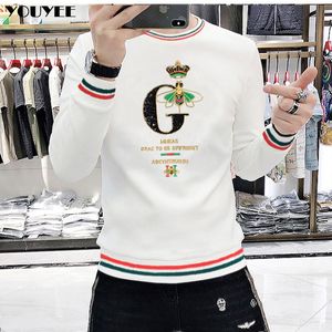 Herren Hoodies Sweatshirts Männliche Paillettensticke Langarm Trend Top Top Heavy Craft Casual Herbst Winter Mode Pullover