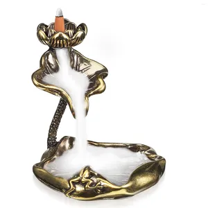 Decorative Figurines Accessories Lotus Leaf Incense Burner Ornaments Home Decor Brass Desktop Backflow