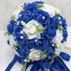Düğün Çiçekleri 2024 Bordo Buket Pembe/Kırmızı/Beyaz/Kraliyet Mavi Gelin Nedime Yapay Çiçek Gül Gelin