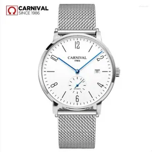 Relógios de pulso Top Automático Mechanical Watch Men Genuine Leather Strap Business Watches Fashion Date Casual Relógio Relatio2024