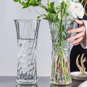 Vases Large Plant Glass Vase 30cm Living Room Household Flower Arrangement Decorations Thickened Chinese Design