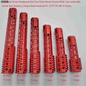 Outdoor Red_7/9/10/11/12/13,5/15 cali M-LOK Rail Streft Ultralight Free Float System z 3 szt. Sekcji szyn M-Lok