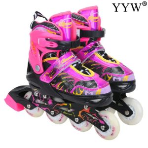 Boots Kids Inline Roller Skate Shoes 4 Wheels Tênis jovens Patinando para iniciantes Patinação Ajusta Ajusta menina menina Crianças Gift Birechable Gift