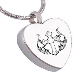 Fashion Jewelry stainless steel Cremation Jewelry Heartshaped cross Memorial Urn Necklace Ashes Holder Keepsake Pendant6296751