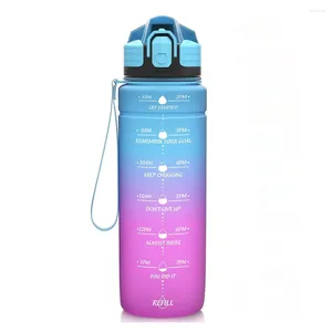 Water Bottles 1L Bottle Sport Time Scale Reminder Large Capacity Cup Leakproof Drinking Outdoor Travel Gym Fitness Jugs