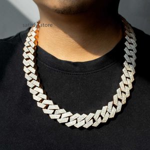 20mm Cuban link chain moissanite 925 sterling sliver luxury 24 inches diamond necklace
