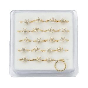 20pcsbox круглый цветочный цвет цветов Cz Cz Nose Ring Stud для женщин белый кристаллический обруч.