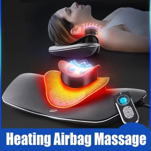 Multifunction Dual Airbag Neck Massager Pillow TENS Pulse Heating Massage Cervical Traction Body Pain Relief Therapy Device 240424