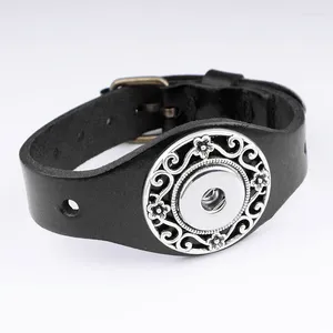 Charm Bracelets Top Genuine Leather High Quality Cowhide 18mm Snap Button Jewelry Shell PUNK DIY Bracelet Woman Men TP3588