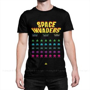 Erkek Tişörtleri 70s 80s Arcade Oyun Uzay İstilacıları T-Shirt Erkekler% 100 Pamuk Kısa Yaz Slve Sıradan Artı Beden Gömlek Yetişkinler T240425