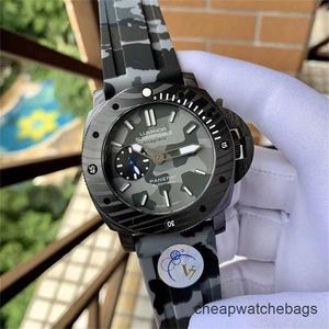 Lyxklockor för mekaniska klockor Panerei Swiss Automatic Movement Sapphire Mirror 47mm Importerat gummi WatchBand -märke Italien Sport armbandsur pymv