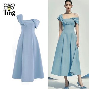 Tingfly Designer Runway Fashion Summer Slim A Line Princess Party Dresses Lady Vintage Elegant Birthday Midi Long Dress 240416