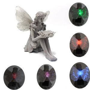 スウアーの妖精の彫像ソーラー照明の翼屋外の美しい天使の彫刻装飾像飾り庭の装飾240419