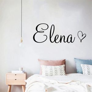 Art Wall Decal Simple Custom Name With A Heart Decor For Children Bedroom Vinyl Personalized Baby Playing Room Sticker 240426