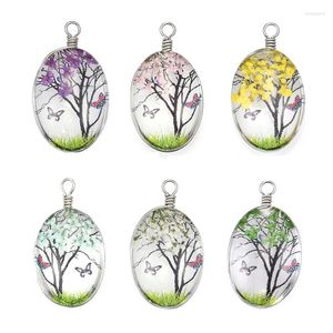 Charms Wholesale Item Cabochon Glass Ball Pink Dried Flower Tree Pendant For Necklace Earrings Making Diy Jewelry Findings 2024