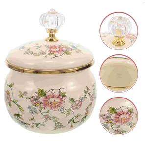 Dinnerware Sets Enamel Spice Jar Sugar Cube Candy Jars With Lids Small Canister Kitchen Storage Container Tea