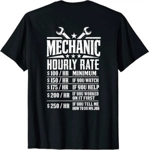 Męskie koszulki Funny Mechanic Hovy Stawka - T -shirt graficzny - tylne topy TS Funky Casual Cotton Mens Tshirts Family T240425