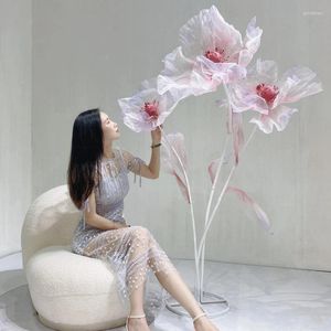 Декоративные цветы 3pcs/set искусственный реалистичный шелк большой цветок красочный свадебный декор.