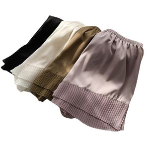Solto pode ser usado fora das calças de segurança feminina anti-deslizamento de perneiras finas imitando shorts de seda de seda branca sem curling